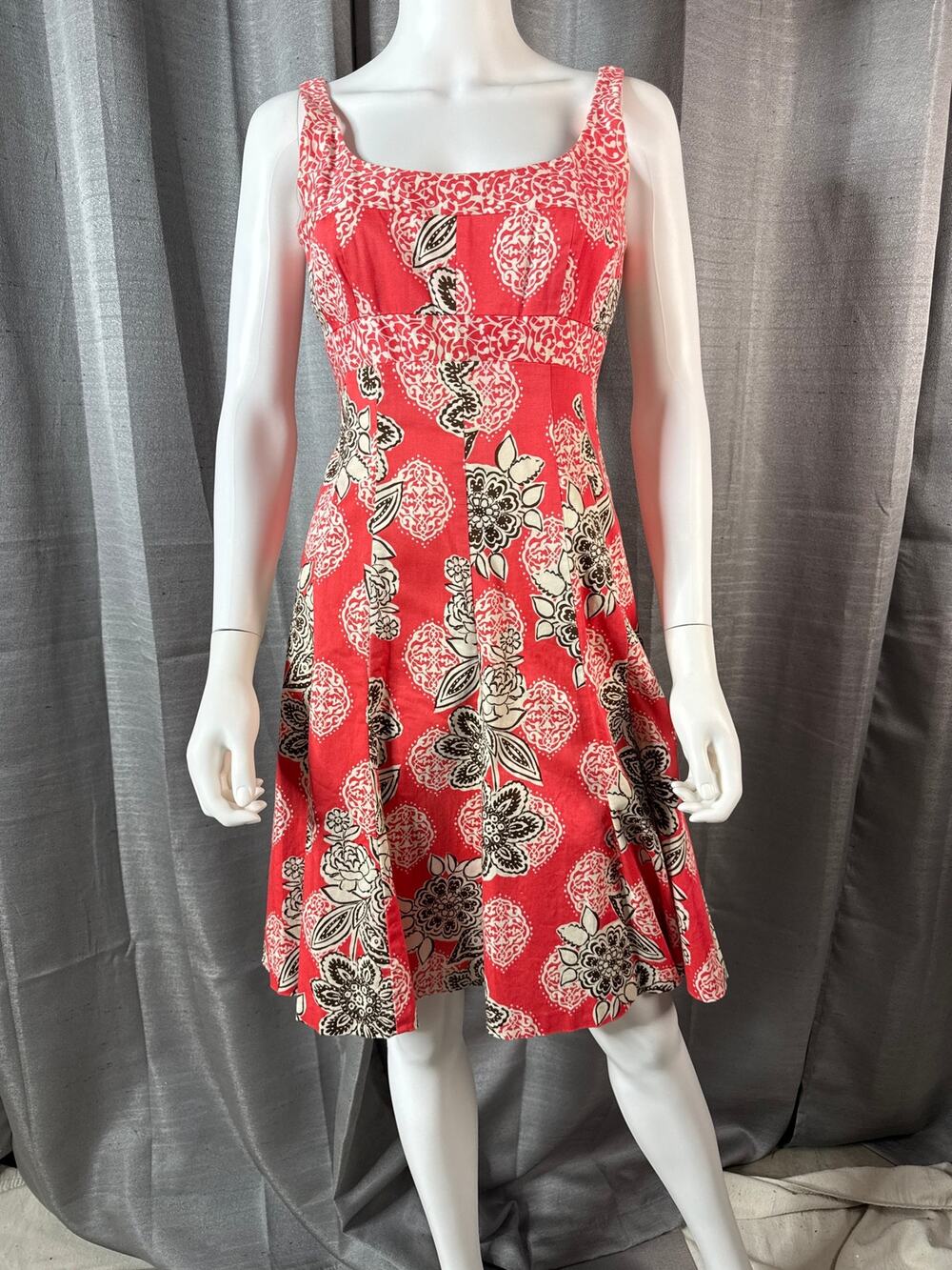 Y2K Jones New York Orange/Brown Tribal Print Sundress Sz 4